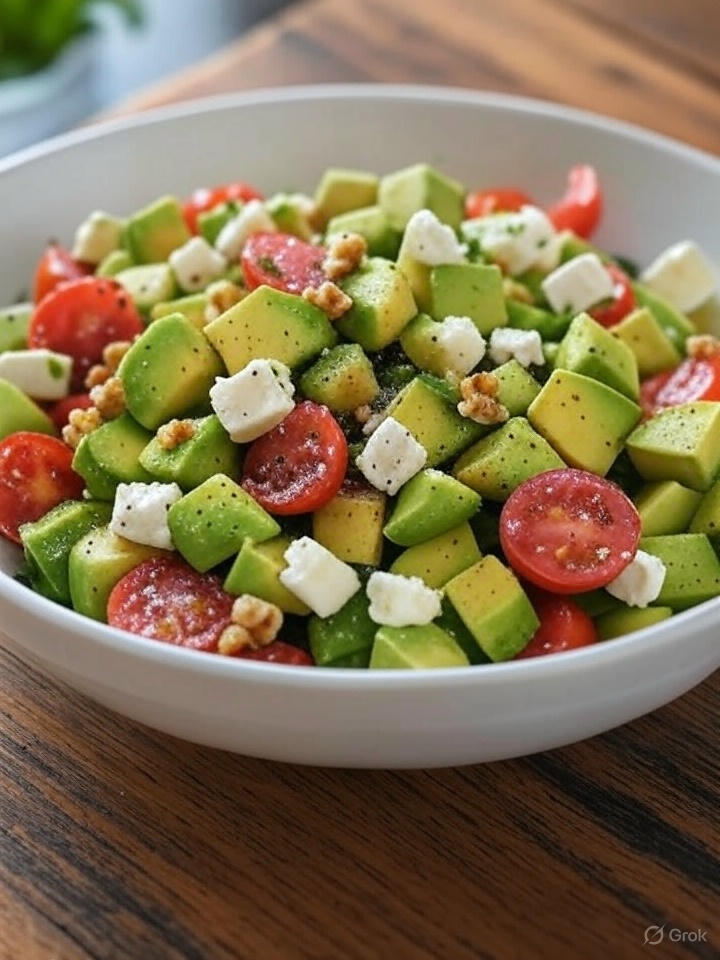 Mediterraner Avocado-Tomaten-Salat mit Feta - ChatGPT