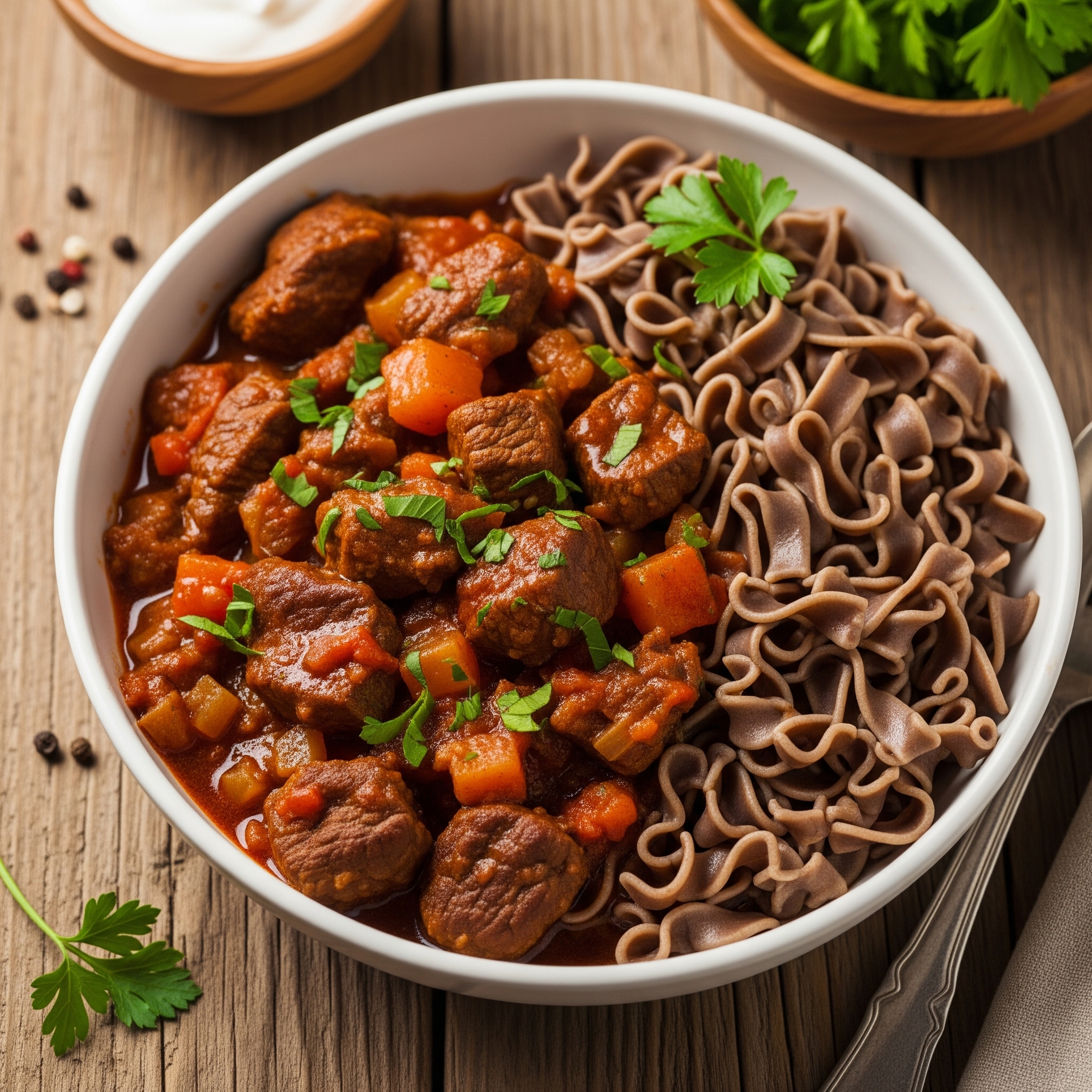 Gulasch mit Vollkorn-Nudeln - ChatGPT